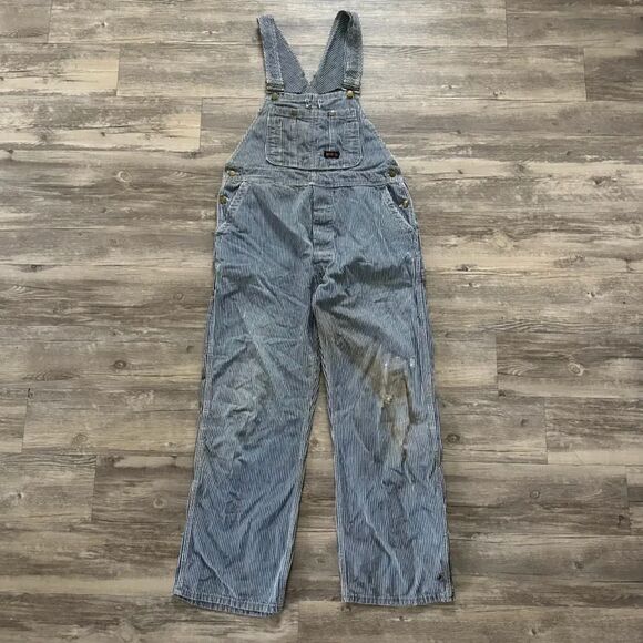 Vintage 50s Railroad Striped Big Smith Overalls Size 36X30 - Picture 1 of 7